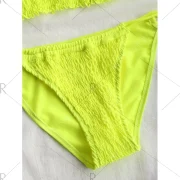 Strappy Flounce Shirred Bikini - Fluorescent Yellow Fansmadedirect
