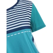Striped Print Contrast Tee - Medium Turquoise Fansmadedirect