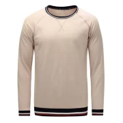 Striped Rib Flat Seam Detail Sweatshirt - Light Khaki Fansmadedirect