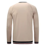 Striped Rib Flat Seam Detail Sweatshirt - Light Khaki Fansmadedirect