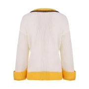 Striped V Neck Preppy Sweater - Milk White One Fansmadedirect