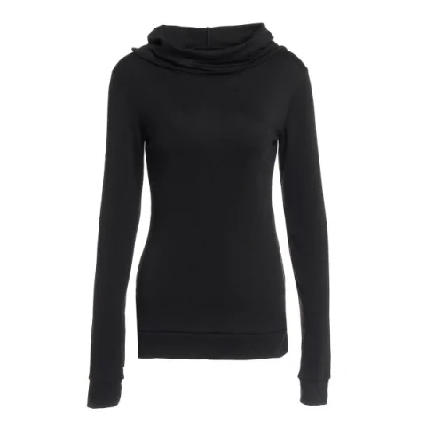 Stylish Black Lace-Up Back Long Sleeves Women's Hoodie - Black Fansmadedirect