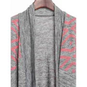 Stylish Collarless ong Sleeve Fringed Asymmetrical Women's Cardigan - Gray Fansmadedirect