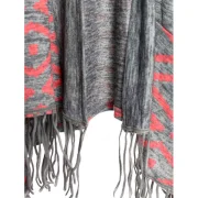 Stylish Collarless ong Sleeve Fringed Asymmetrical Women's Cardigan - Gray Fansmadedirect