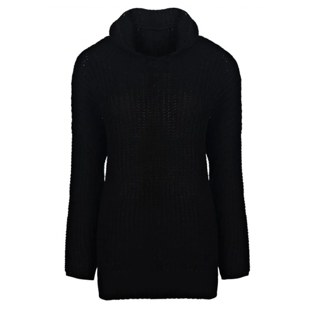 Stylish Hooded Long Sleeve Irregular Hem Women's Oversized Sweater - Black One Size(fit Size Xs To Fansmadedirect