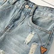 Stylish Mid-Waisted Frayed Bleach Wash Denim Women's Shorts - ight Blue Fansmadedirect