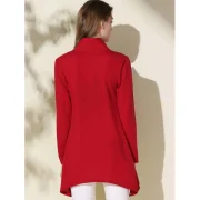 Stylish Solid Color One-Buttoned Long Sleeve Tassel Irregular Cardigan For Women - Wine Red Fansmadedirect