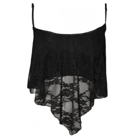 Stylish Women‘s Spaghetti Strap Sleeveless Irregular Hem ace Tank Top - Black Fansmadedirect