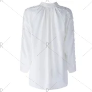 Stylish Women’s V-Neck Long Sleeves Solid Color Lace Splicing Blouse - One Size(fit Size Xs To Fansmadedirect