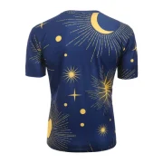 Sun and oon Printed Short Sleeves T-shirt - Cadetblue Fansmadedirect