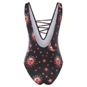 Sun Star Print One-piece Swimsuit - Black Fansmadedirect