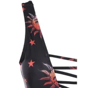 Sun Star Print One-piece Swimsuit - Black Fansmadedirect