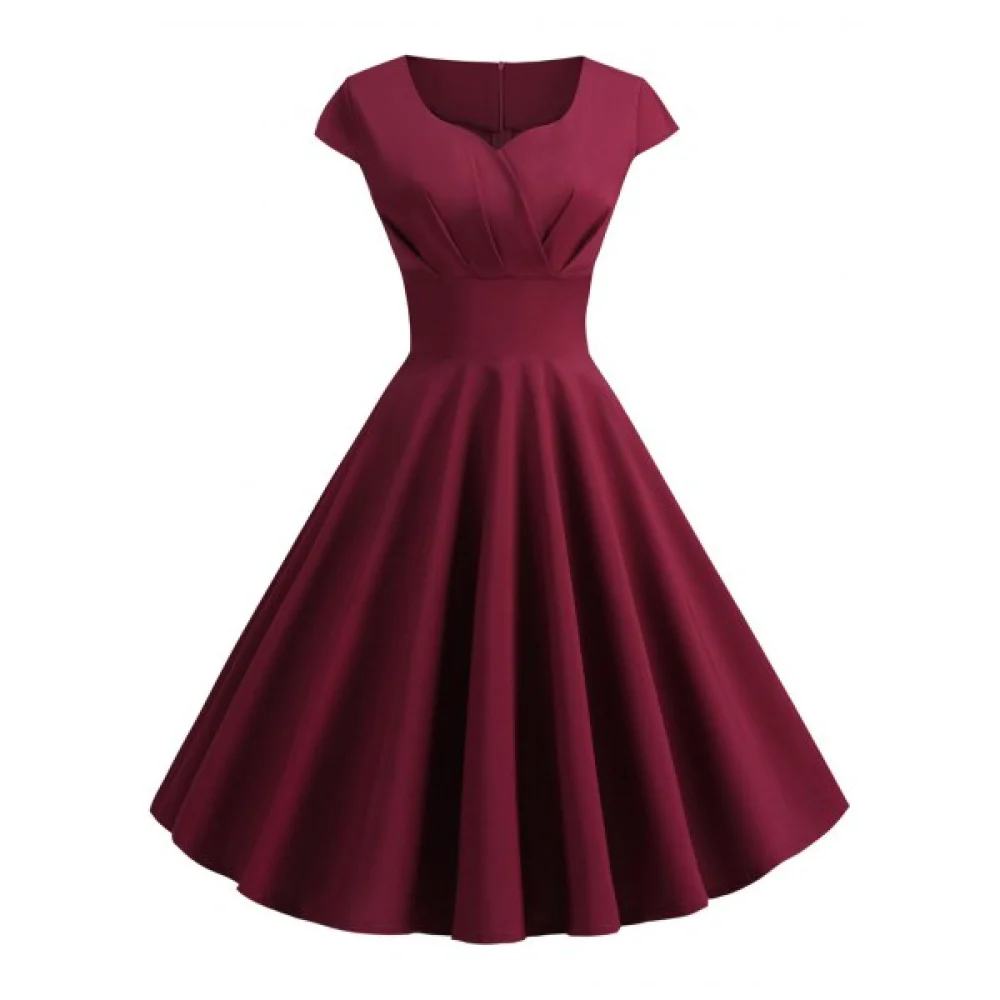 Sweetheart Neck Surplice A Line Dress - Red Wine Fansmadedirect