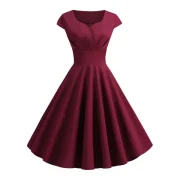 Sweetheart Neck Surplice A Line Dress - Red Wine Fansmadedirect