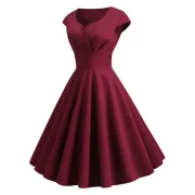 Sweetheart Neck Surplice A Line Dress - Red Wine Fansmadedirect