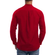 tand Collar olid Button Irregular hirt - Red Fansmadedirect