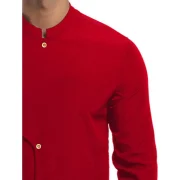 tand Collar olid Button Irregular hirt - Red Fansmadedirect
