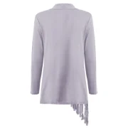 Tassel Asymmetric Long Sleeve Top - Gray Fansmadedirect