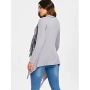 Tassel Asymmetric Long Sleeve Top - Gray Fansmadedirect