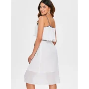 Tassel Brim High Waist Thin Strap Dress - Milk White Fansmadedirect
