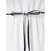 Tassel Brim High Waist Thin Strap Dress - Milk White Fansmadedirect