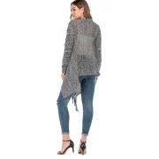 Tassels Heathered Buttoned oose Knit Cardigan - Black Fansmadedirect