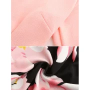 Textured Floral Pleated-detail V Neck Dress - Pink Fansmadedirect