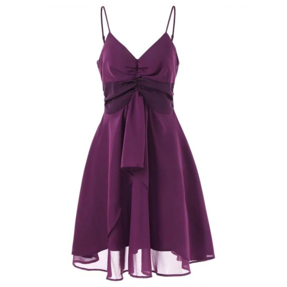Thin Straps Open Back Swingy Dress - Plum Pie Fansmadedirect