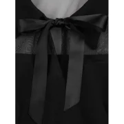 Three Quarter leeve Mesh Panel Dress - Black Fansmadedirect