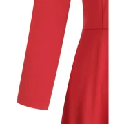 Three Quarter Sleeve Flowing Dress with Zipper - Red Fansmadedirect