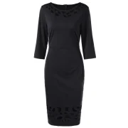 Three Quarter Sleeve Sheath Dress - Black Fansmadedirect