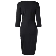 Three Quarter Sleeve Sheath Dress - Black Fansmadedirect