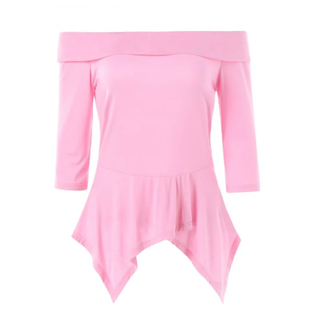 Three Quarter Sleeve Skirted T-shirt - ight Pink Fansmadedirect