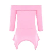 Three Quarter Sleeve Skirted T-shirt - ight Pink Fansmadedirect