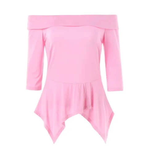 Three Quarter Sleeve Skirted T-shirt - ight Pink Fansmadedirect