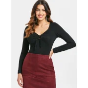 Tie Chest Long leeve lim Fit T-shirt - Black Fansmadedirect