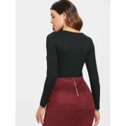 Tie Chest Long leeve lim Fit T-shirt - Black Fansmadedirect