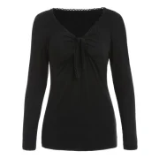 Tie Chest Long leeve lim Fit T-shirt - Black Fansmadedirect