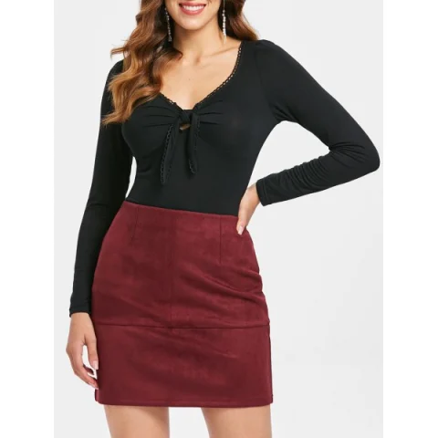 Tie Chest Long leeve lim Fit T-shirt - Black Fansmadedirect