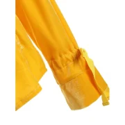 Tie Cuffs Drawstring Waist Velvet Shirt - Yellow Fansmadedirect