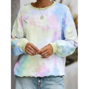 Tie Dye Drop Shoulder Casual Sweatshirt - Fansmadedirect