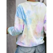 Tie Dye Drop Shoulder Casual Sweatshirt - Fansmadedirect