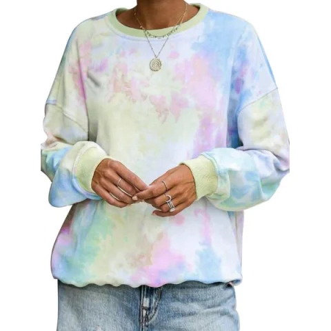 Tie Dye Drop Shoulder Casual Sweatshirt - Fansmadedirect