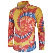 Tie Dye Print Hidden Button Shirt - Fansmadedirect