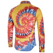 Tie Dye Print Hidden Button Shirt - Fansmadedirect