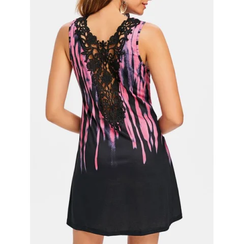 Tie Dyed leeveless Dress - Hot Pink Fansmadedirect
