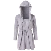 Tie Knot Faux Twinset Hoodie - Light Gray Fansmadedirect