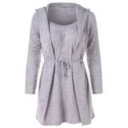 Tie Knot Faux Twinset Hoodie - Light Gray Fansmadedirect