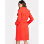 Tie Waist ong Coat - Red Fansmadedirect