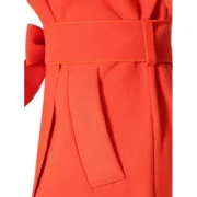 Tie Waist ong Coat - Red Fansmadedirect